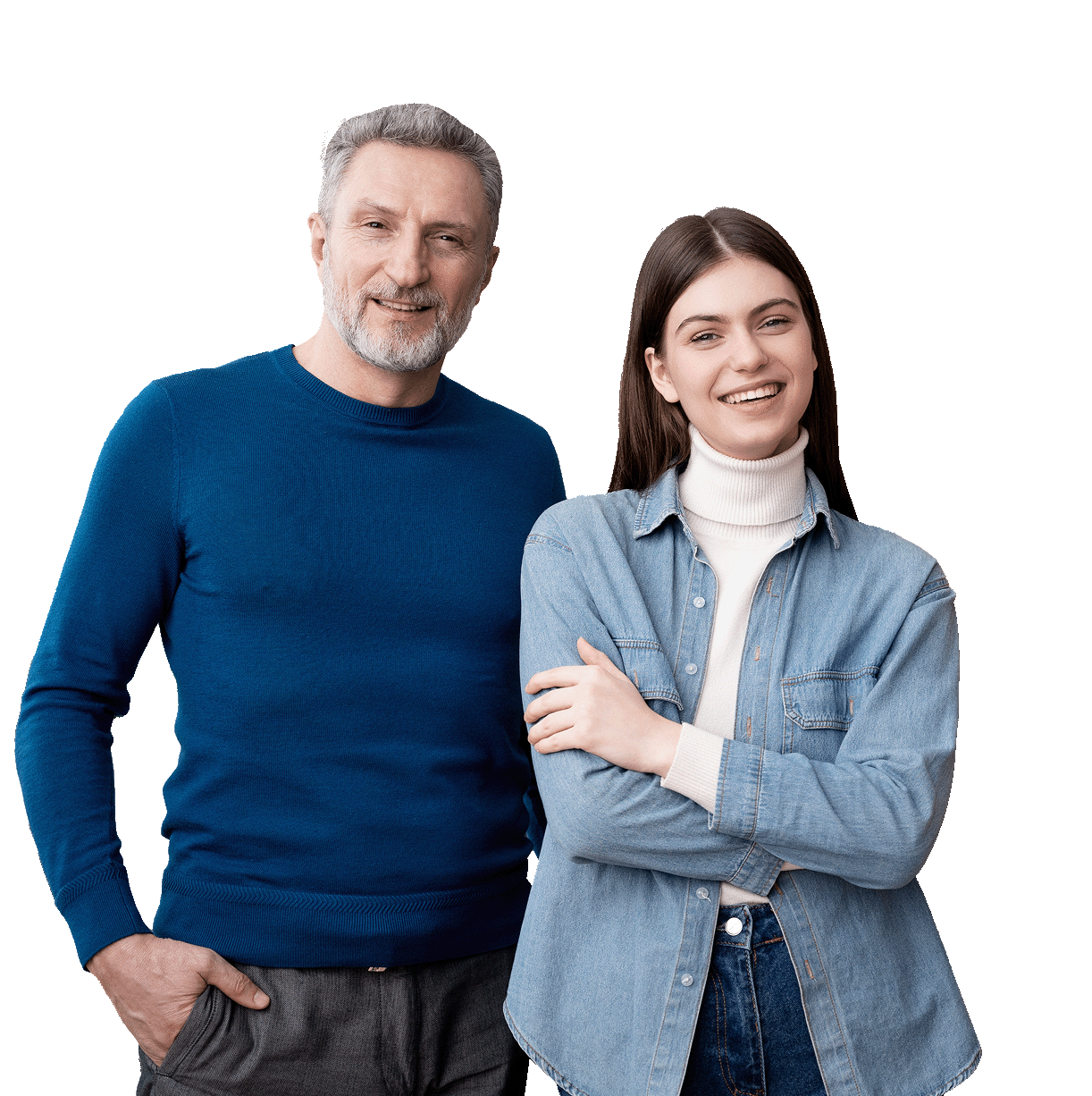 Image of a man and a woman casually posing