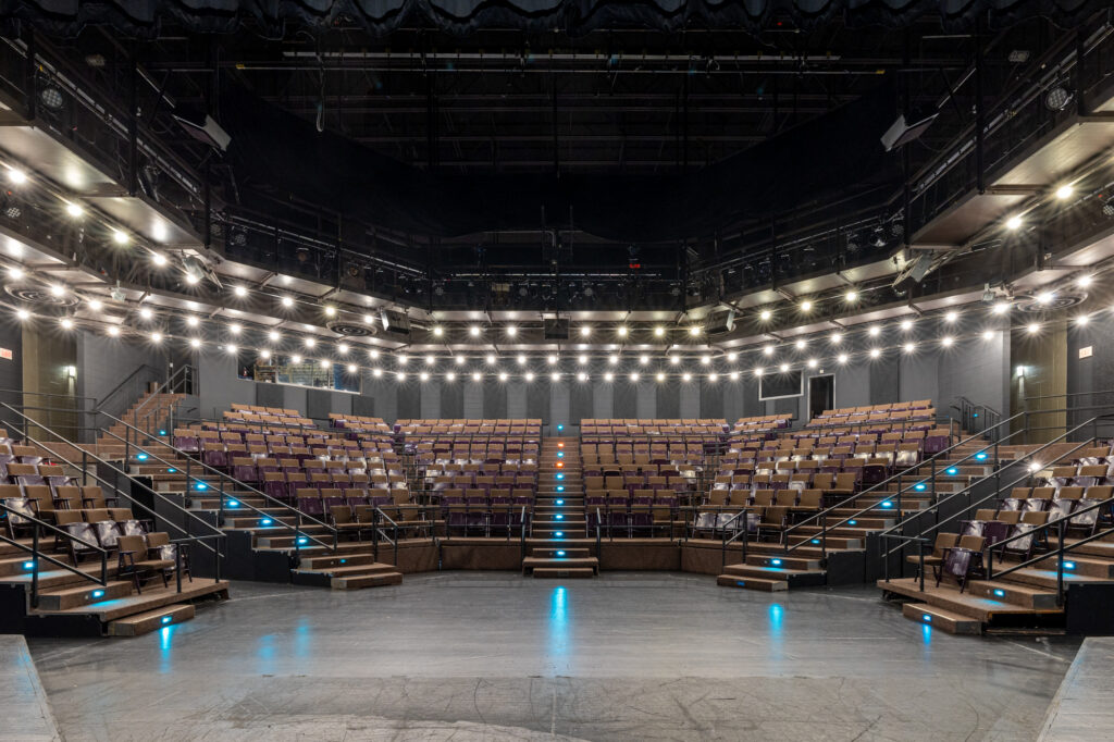 Interior image of the VBC Playhouse with lighting