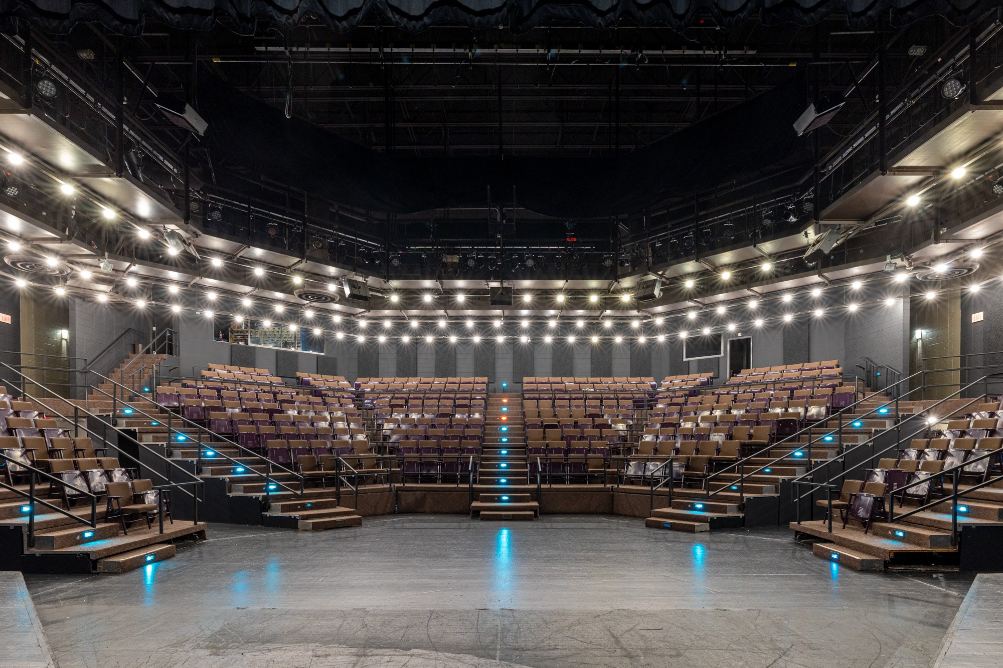 Interior image of the VBC Playhouse with lighting