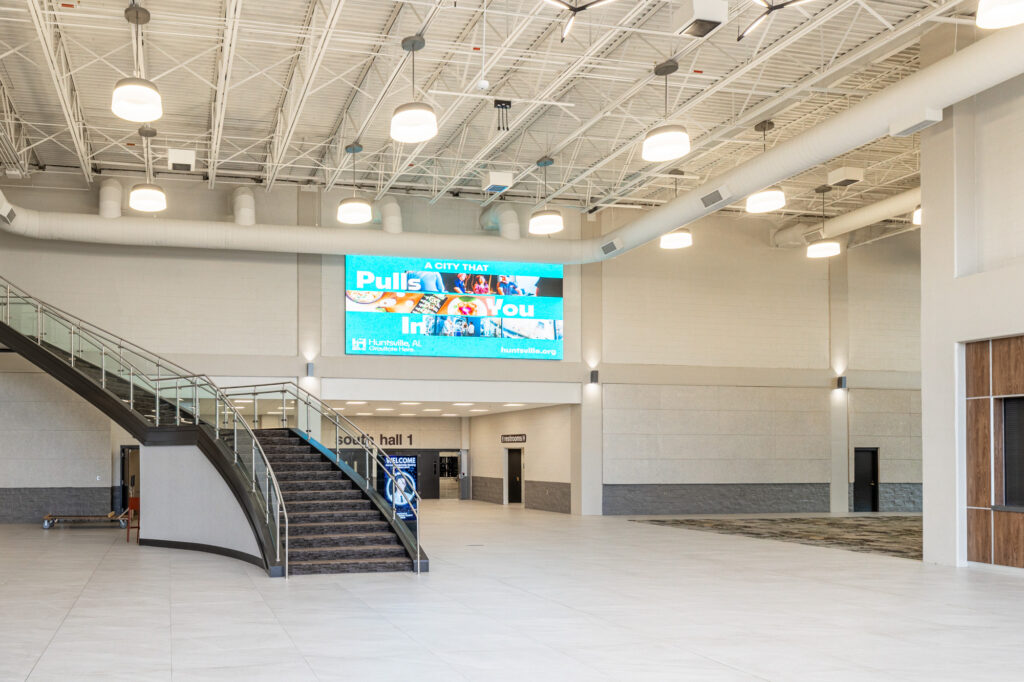 Photo of VBC South Hall 1 Entrance with staircase leading to Embassy Suites Hotel