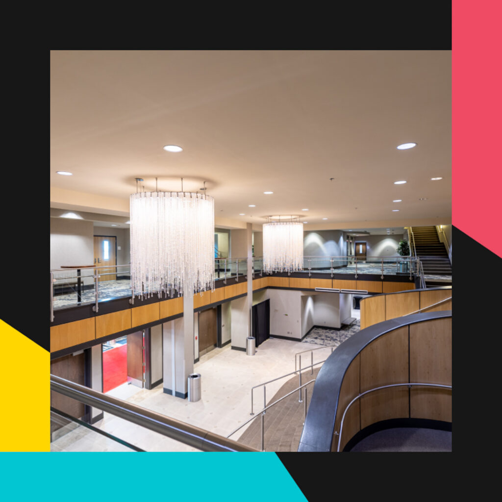 Exterior photo of VBC Mark C. Concert Hall following renovation and renaming