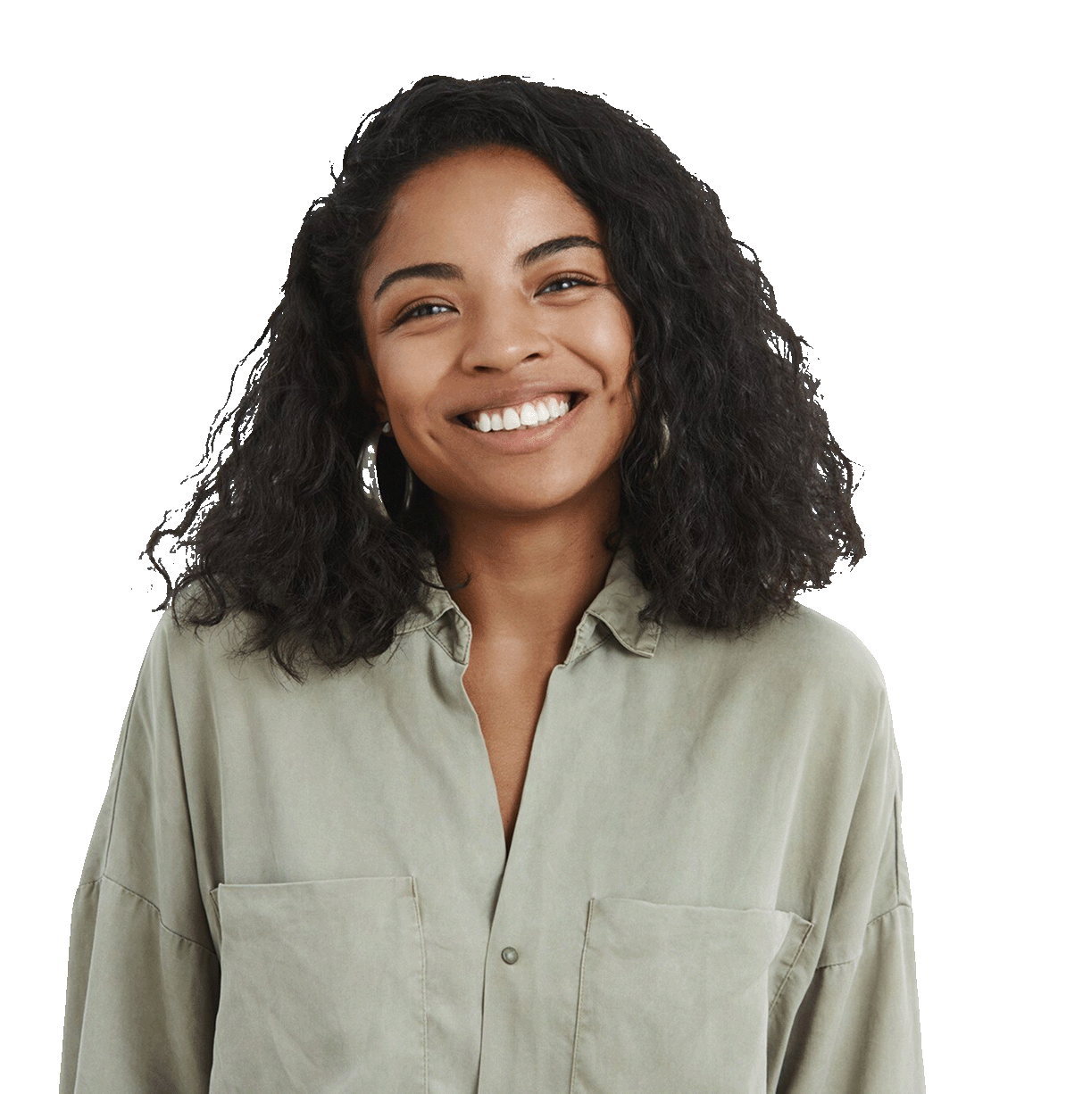 Cutout image of a woman smiling