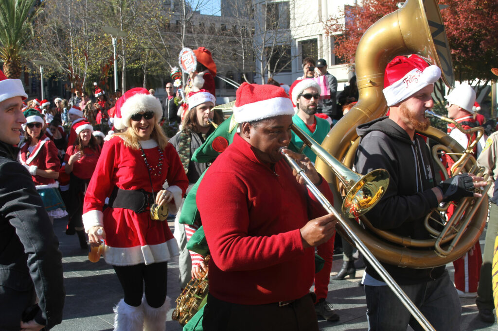 Image of band performers at the Christmas Parade