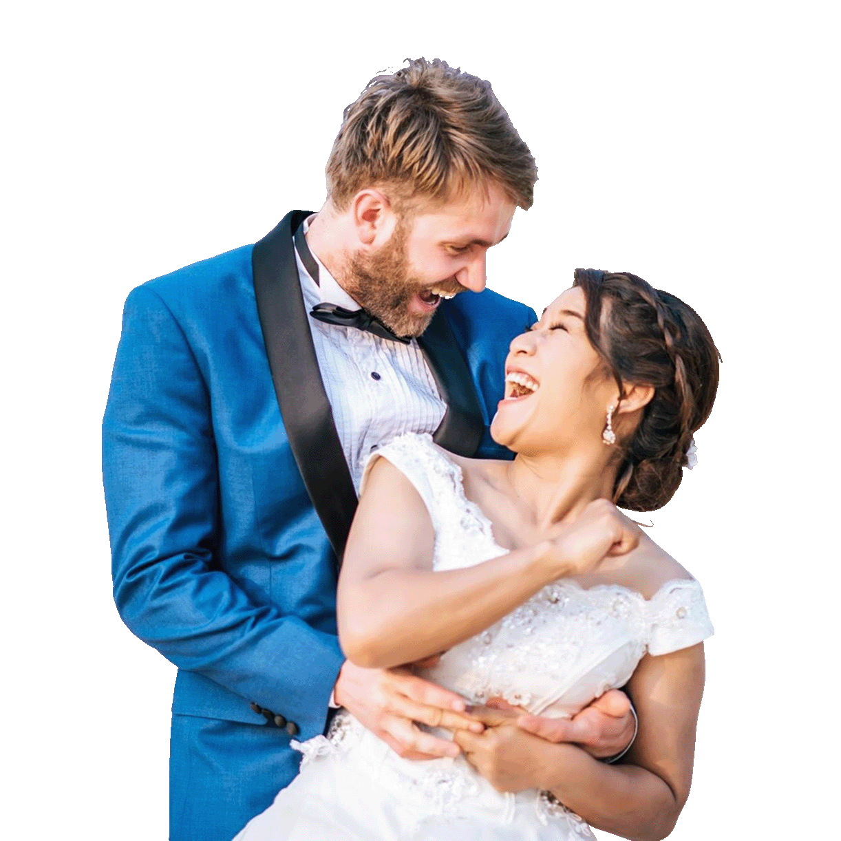 Image of a bride and groom taking wedding photos