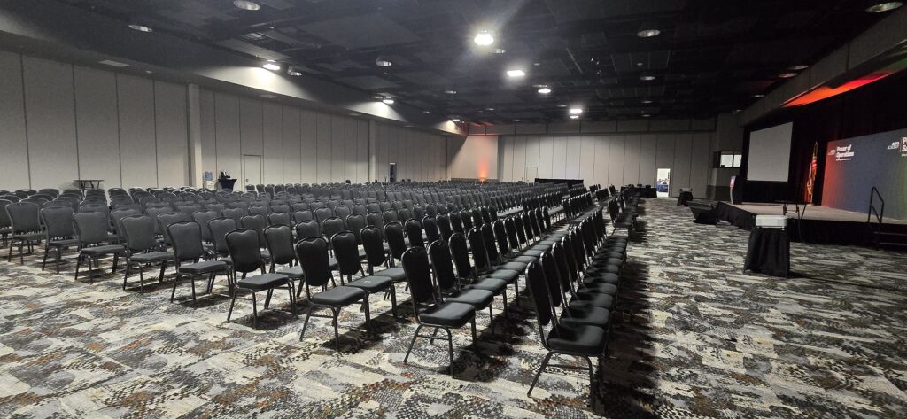 Photo of seating set up in the VBC East Hall