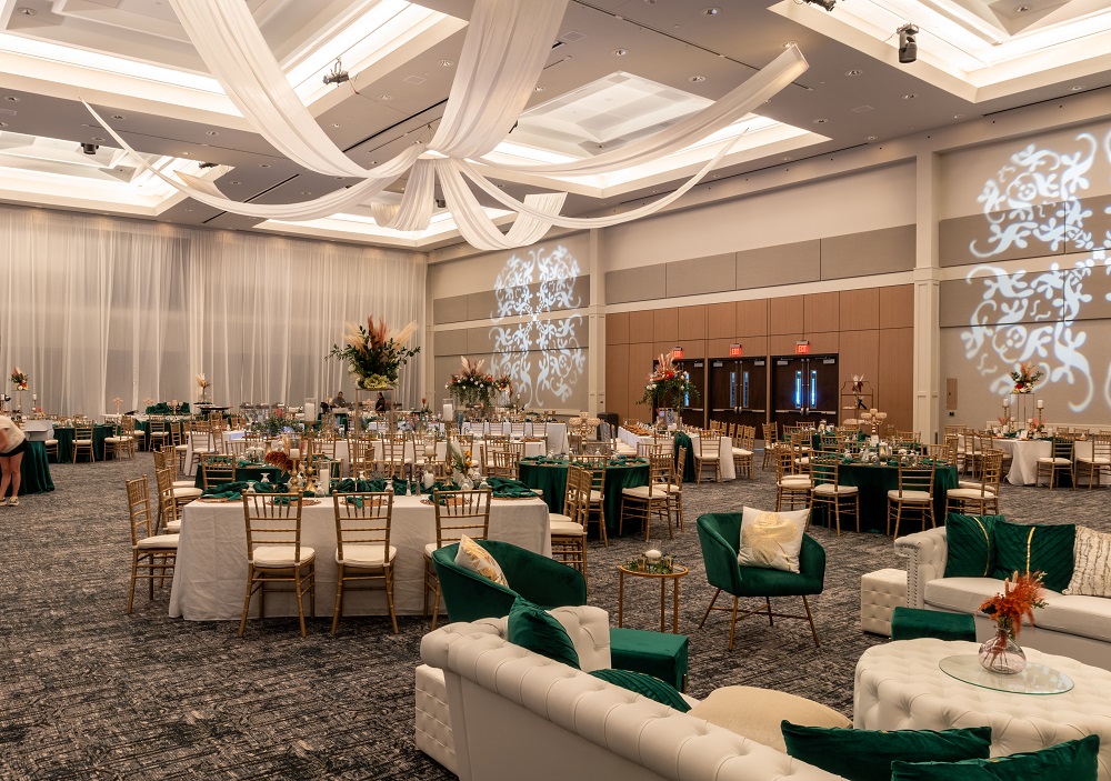 Wedding reception setup in Saturn Ballroom