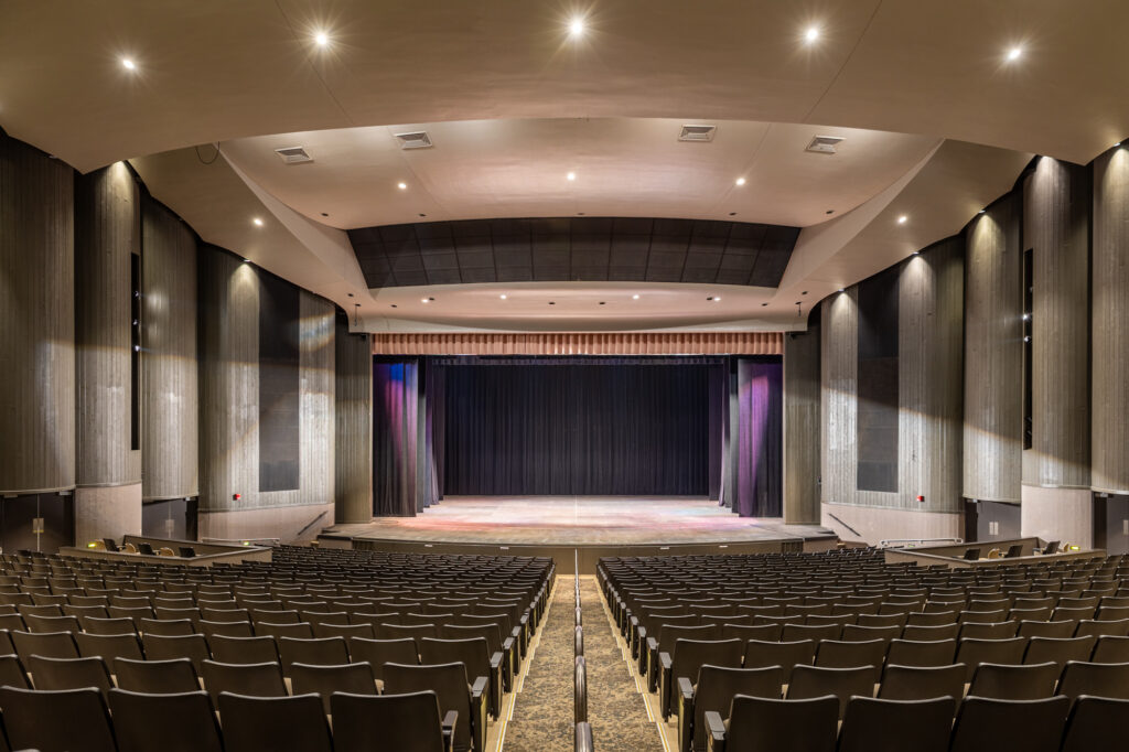 Photo of Mark C. Smith Concert Hall lower seating arena facing the stage