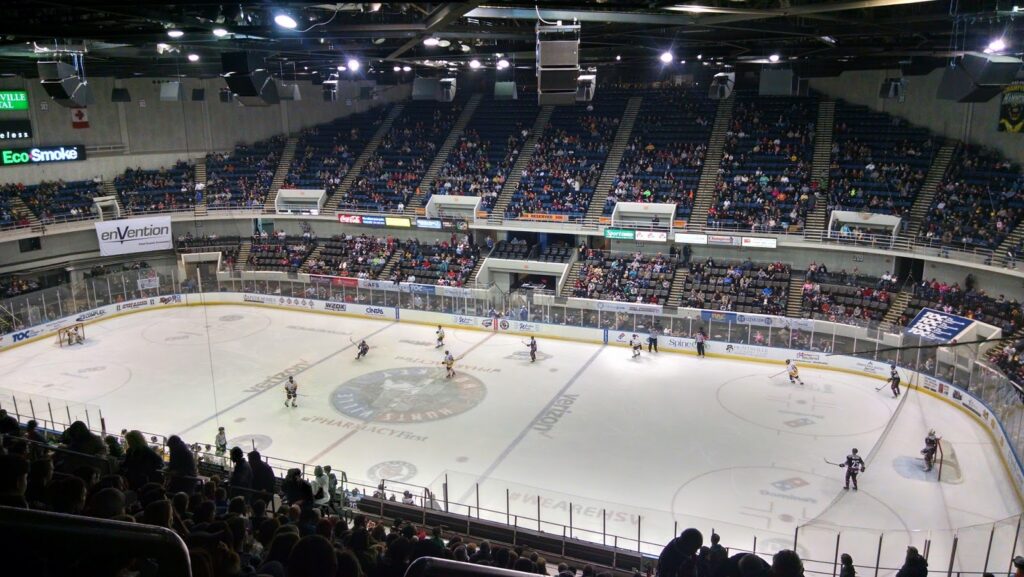 Photo of hockey game in VBC Propst Arena