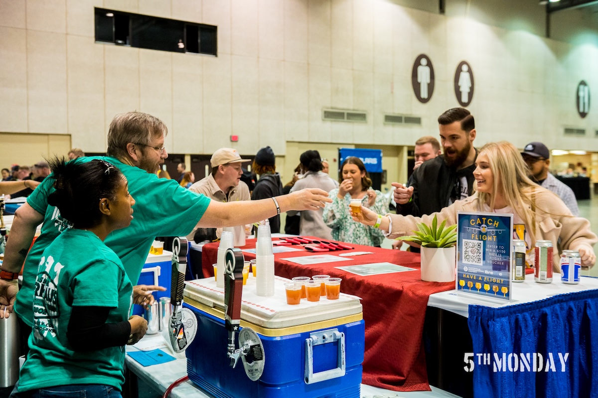 Photo of guests sampling beer at Von Brewski Beer Festival in VBC South Hall