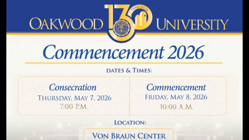 Event Graphic for Oakwood University's 2026 Graduation