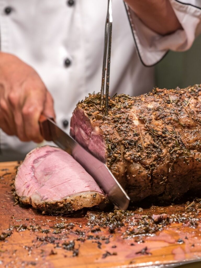 Photo of a carving station of prime rib