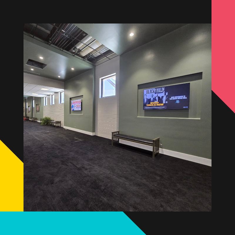 Photo of new digital monitors in hallways