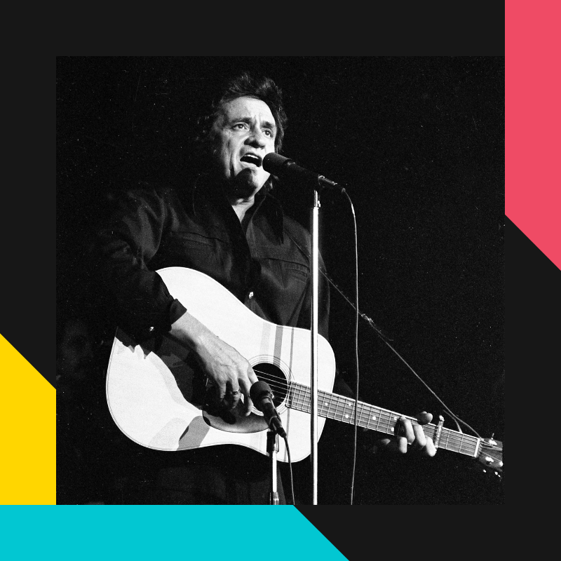 Photo of Johnny Cash playing in the VBCC arena