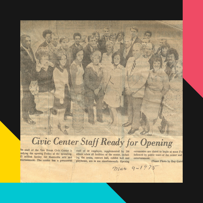Photo of newspaper clipping showing original VBCC staff ahead of opening day