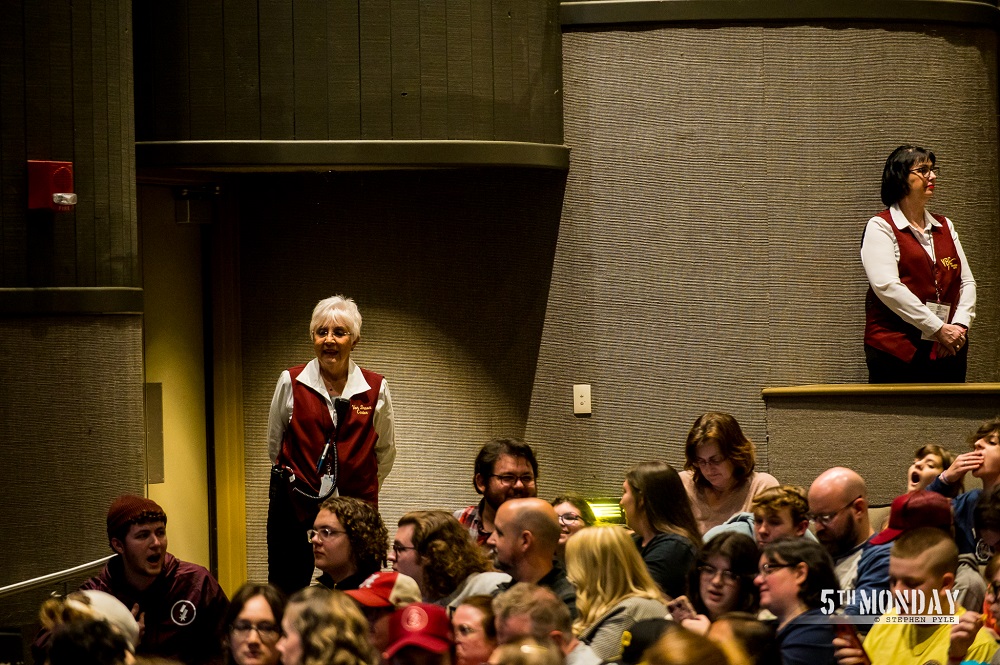 Photo of audience and guest services inside VBC Mark C. Smith Concert Hall